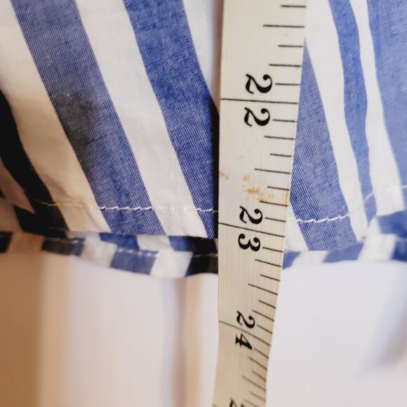 Gap blue and white chevron stripe vneck puff sleeve top Size S Fisherman Coastal - Picture 8 of 8